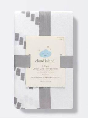 Cloud Island White & Gray Jersey Crib Sheets - 2 Pack